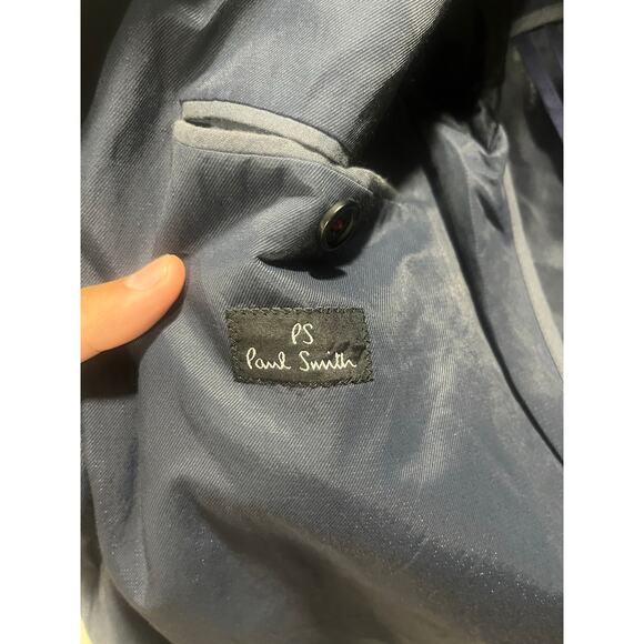 Paul Smith Men's Mid-Fit Navy Stretch Organic Cotton Unlined Blazer - Picture 7 of 7